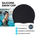 Premium Black Large Silicone Swimming Cap Waterproof Swim Hat