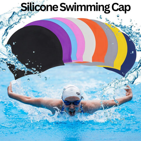 Premium White Large Silicone Swimming Cap Waterproof Swim Hat