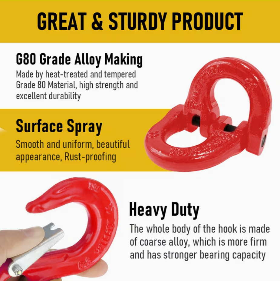 Premium 2T Sling Hook & Hammerlock Kit - Red, 2 Sets