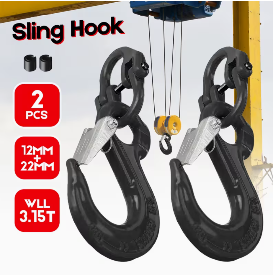 Premium 3.15T Sling Hook & Hammerlock Kit - Black, 2 Sets