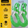 Premium 3.15T Sling Hook & Hammerlock Kit - Green, 2 Sets