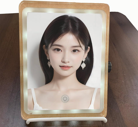 LED Vanity Makeup Mirror Gift Set with Dimmable Light Adjustable Stand and Rechargeable Design