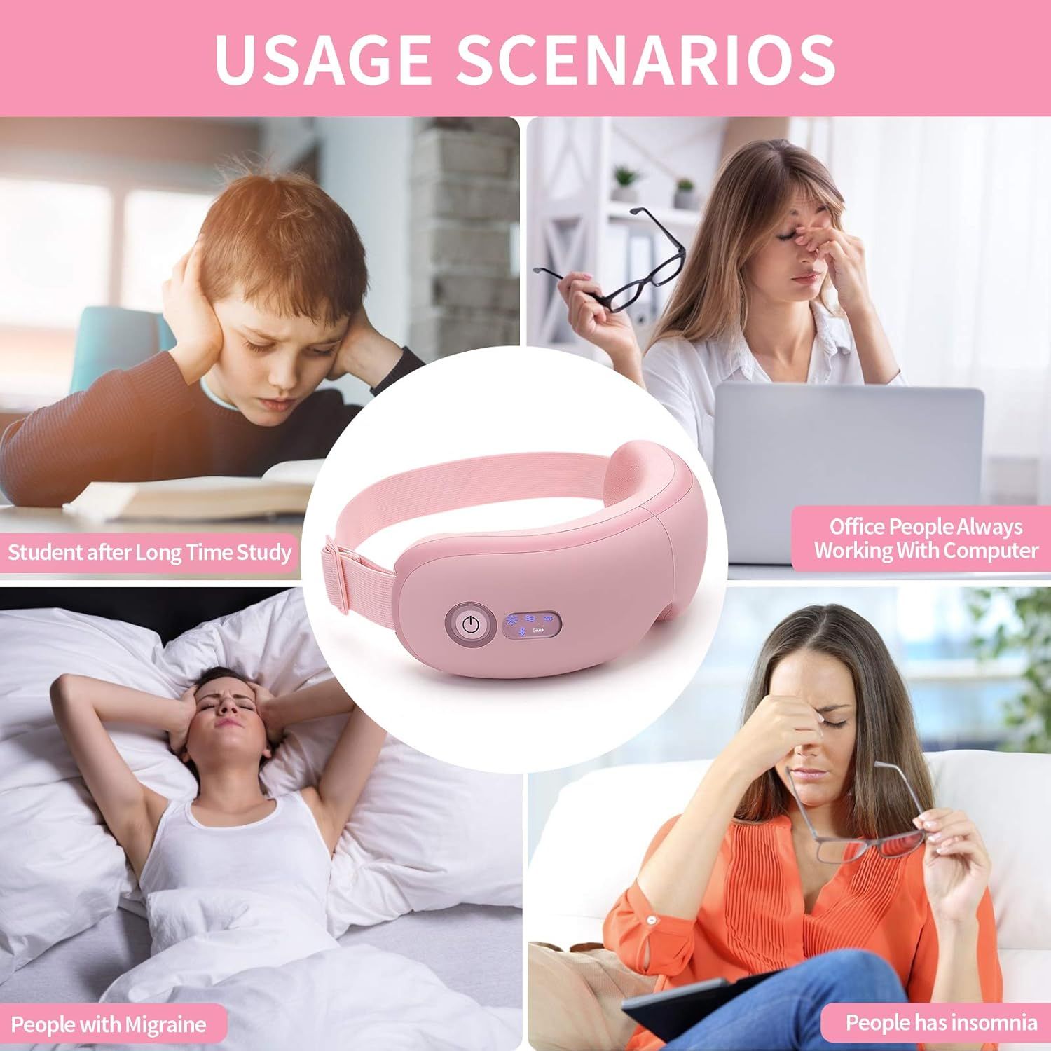 Smart Heated Eye Massager Gift with Bluetooth Music Air Pressure and Warm Compress