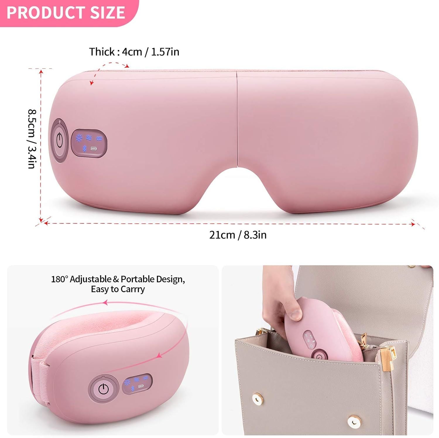 Smart Heated Eye Massager Gift with Bluetooth Music Air Pressure and Warm Compress