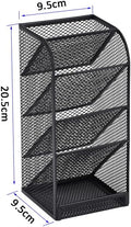 Premium Metal Mesh Desk Organiser – Black 5 Compartment Stainless Steel Stationery Holder