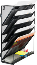 6 Tier Desktop File Organiser, Wall Mount Magazine Rack, Mesh Desk Organizer, Vertical Hanging Document Tray for Stationery, Mail, Paper and Letter Envelope, Book Holder - SuperSaverAU - view 5