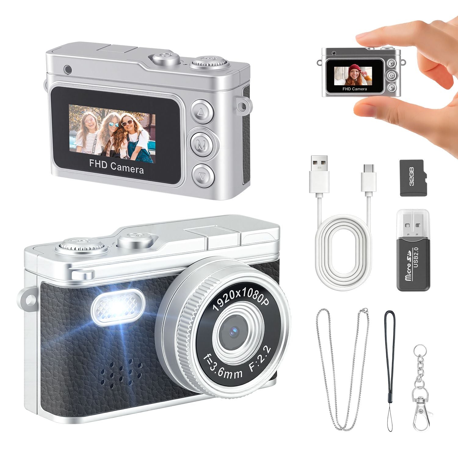 Premium Black Mini 1080P Y2K Keychain Digital Camera