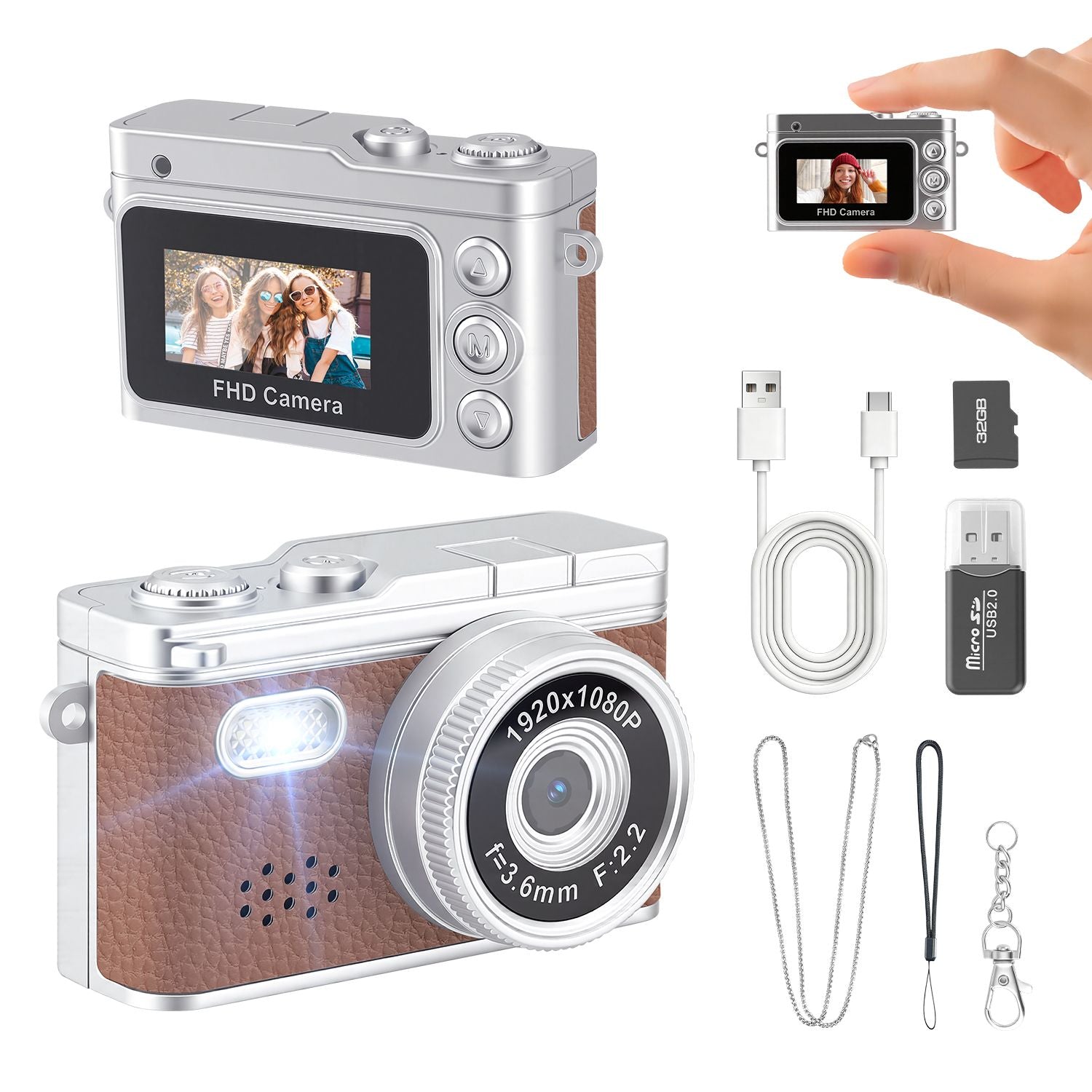 Premium Brown Mini 1080P Y2K Keychain Digital Camera