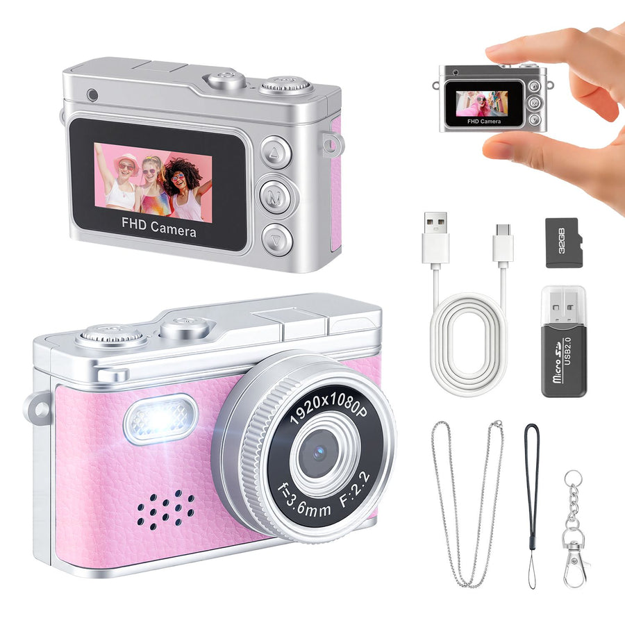 Premium Pink Mini 1080P Y2K Keychain Digital Camera