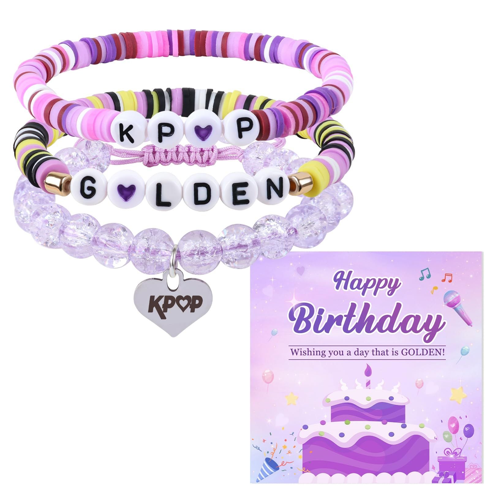 Premium Kpop Demon Hunters 3 Piece Bracelet Set with Gift Card