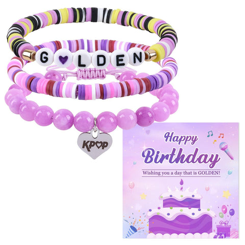 Premium Kpop Demon Hunters 3 Piece Bracelet Set with Gift Card