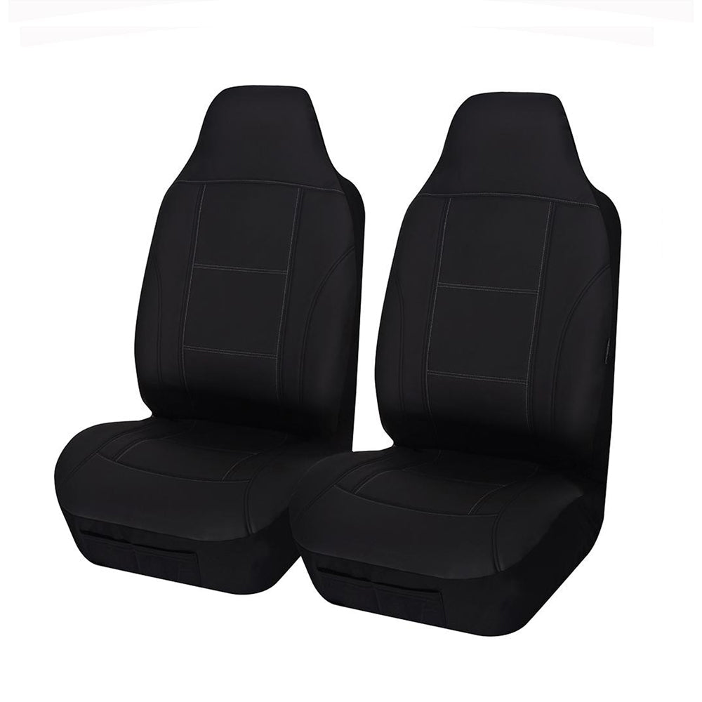 Universal Lavish Front Seat Covers 60/25 | Black/White Stitching, Soft PU Fabric, Airbag Compatible - SuperSaverAU - view 1