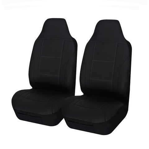 Universal Lavish Front Seat Covers 60/25 | Black/White Stitching, Soft PU Fabric, Airbag Compatible - SuperSaverAU - view 1