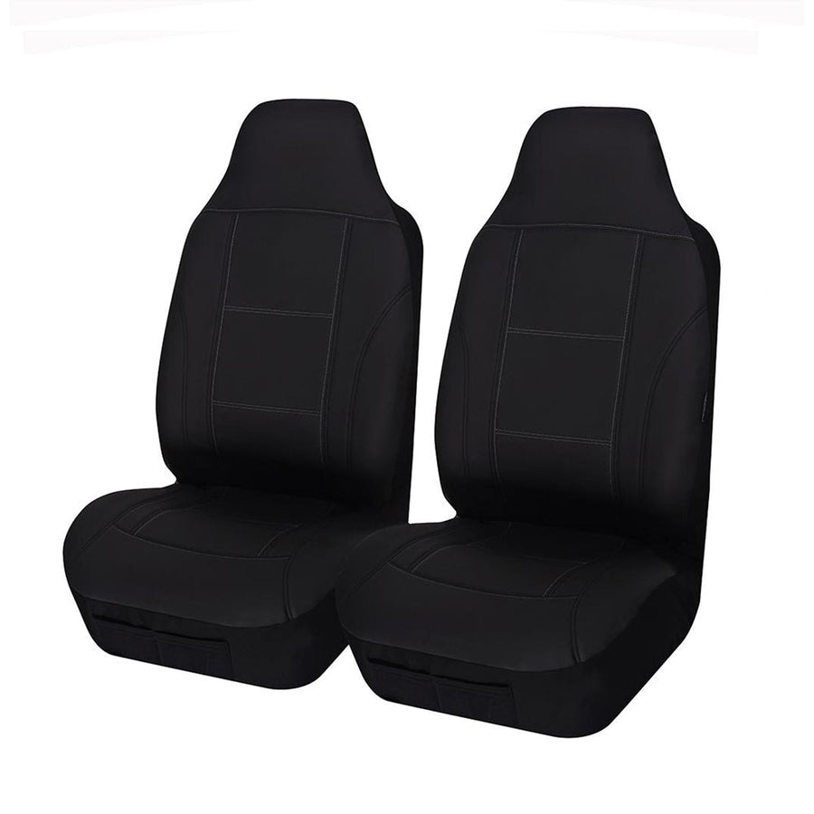 Universal Lavish Front Seat Covers 60/25 | Black/White Stitching, Soft PU Fabric, Airbag Compatible - SuperSaverAU - view 1
