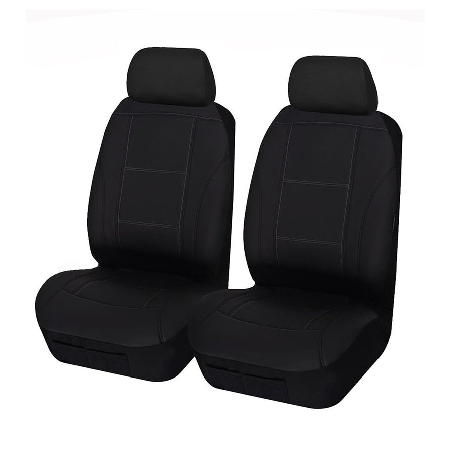 Universal Lavish Front Seat Covers 30/35 | Black/White Stitching, Soft PU Fabric, Airbag Compatible - SuperSaverAU - view 1