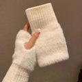 Women's Comfortable Fingerless Gloves - Soft, Warm, and Fashionable Pure White Winter Gloves, Suitable for Cold Weather or Casual Wear, Hand Washable, Ladies' Gloves.pink - SuperSaverAU - view 2