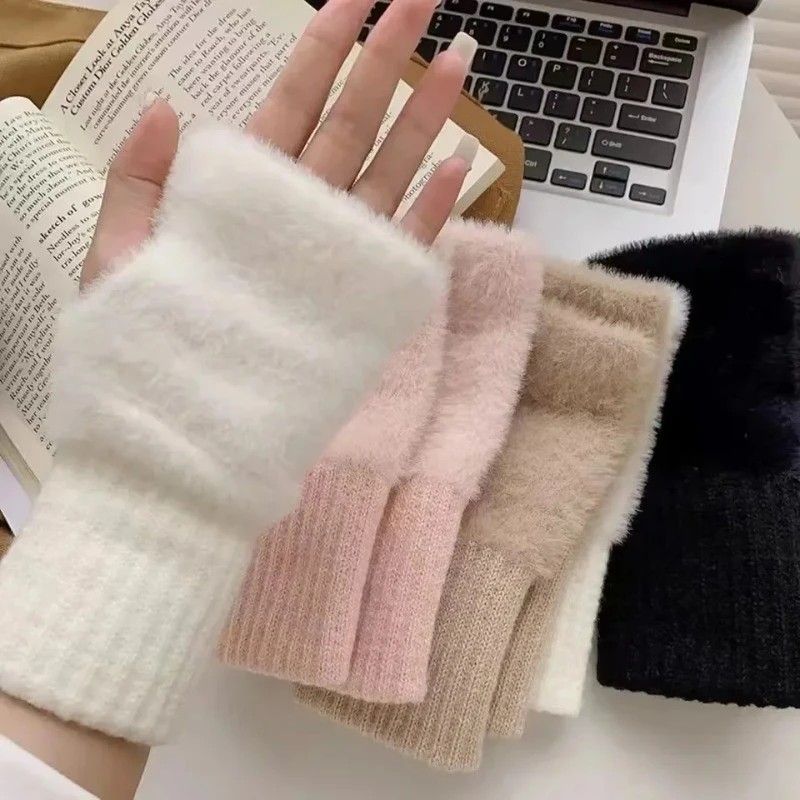 Women's Comfortable Fingerless Gloves - Soft, Warm, and Fashionable Pure White Winter Gloves, Suitable for Cold Weather or Casual Wear, Hand Washable, Ladies' Gloves.pink - SuperSaverAU - view 7