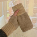 Women's Comfortable Fingerless Gloves - Soft, Warm, and Fashionable Pure White Winter Gloves, Suitable for Cold Weather or Casual Wear, Hand Washable, Ladies' Gloves.BLACK - SuperSaverAU - view 4