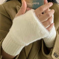 Women's Comfortable Fingerless Gloves - Soft, Warm, and Fashionable Pure White Winter Gloves, Suitable for Cold Weather or Casual Wear, Hand Washable, Ladies' Gloves.BLACK - SuperSaverAU - view 6