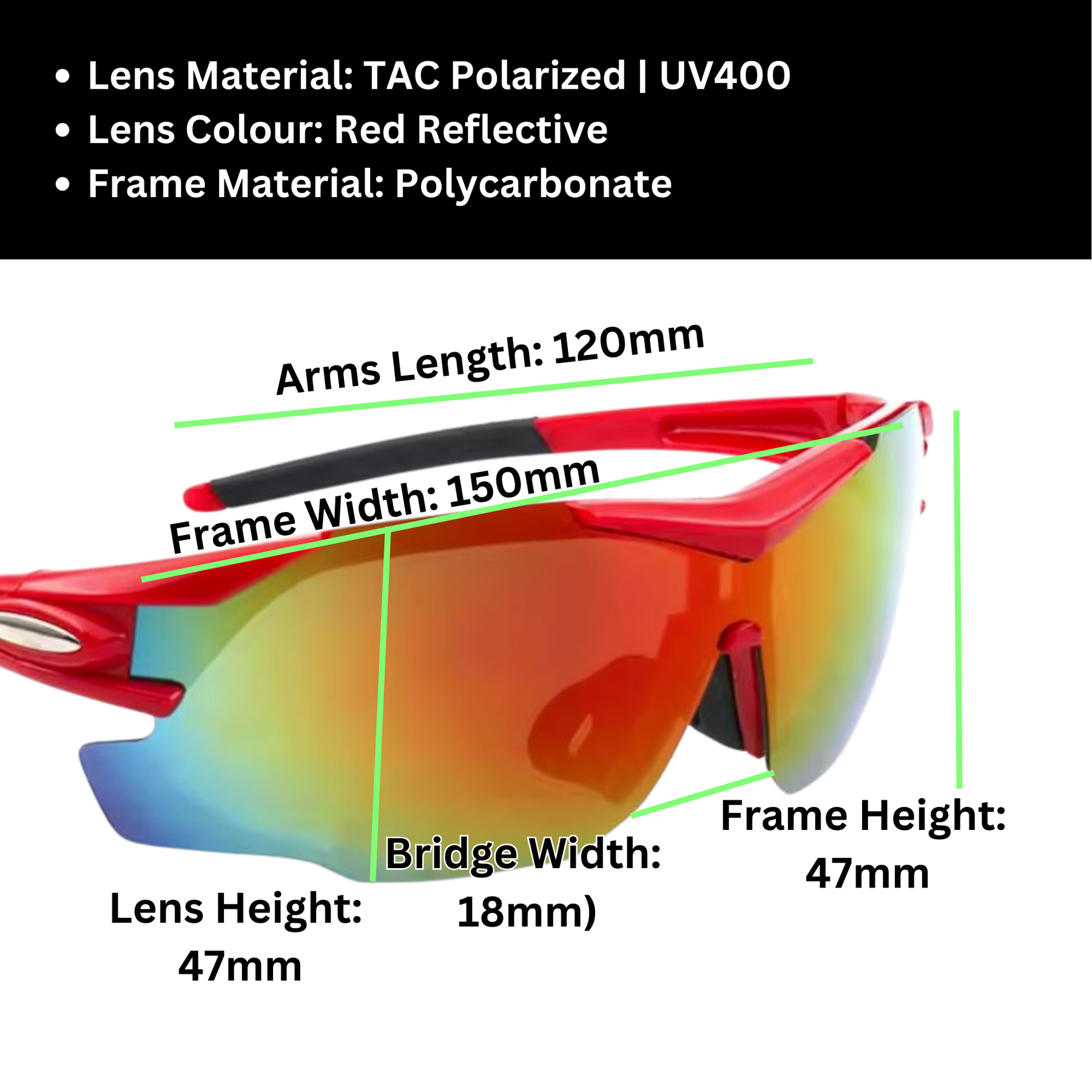 Sportiq OptiView Crimson Glow UV400 Sport Sunglasses with Red Lens