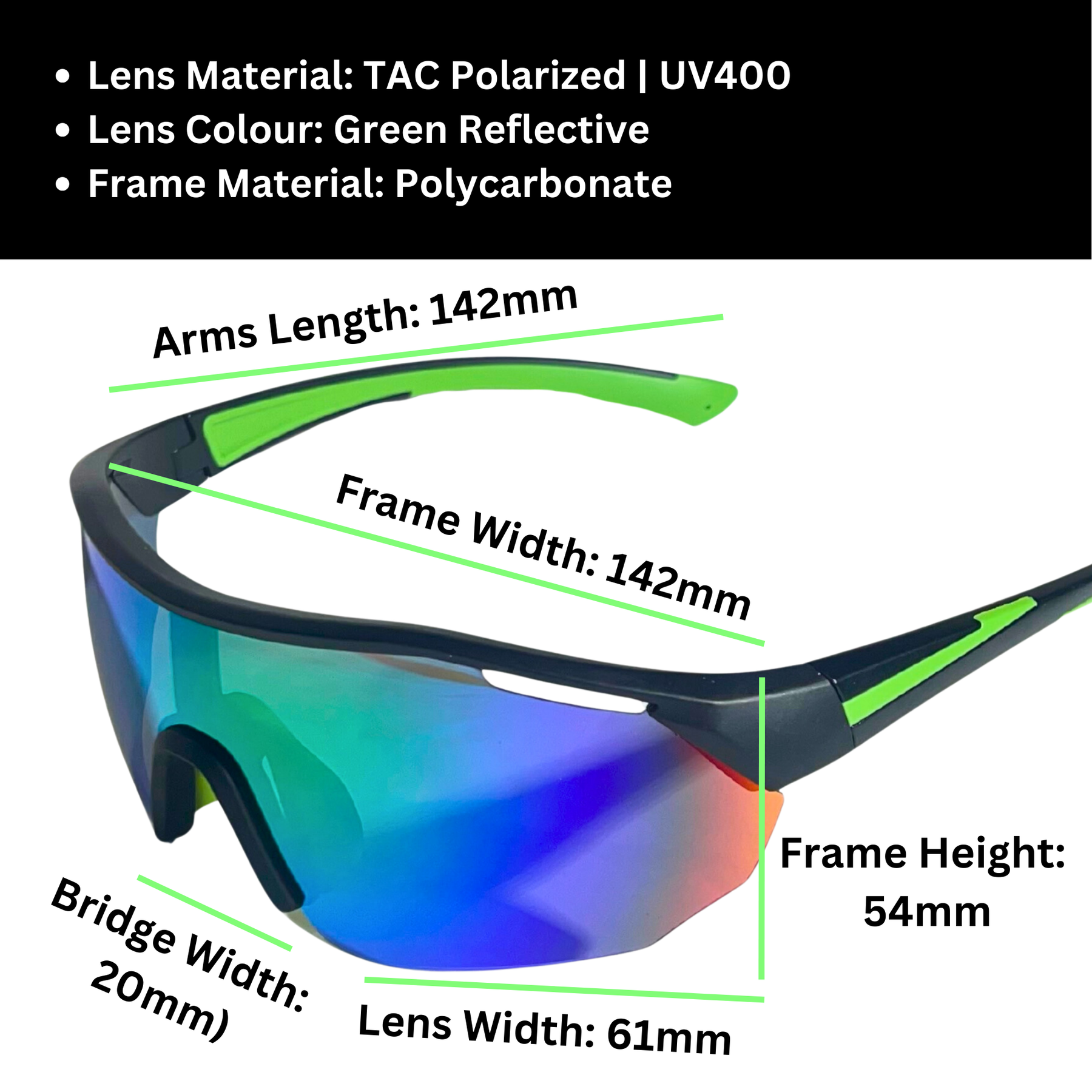 Sportiq ClarityX Emerald Polarised UV400 Sport Sunglasses