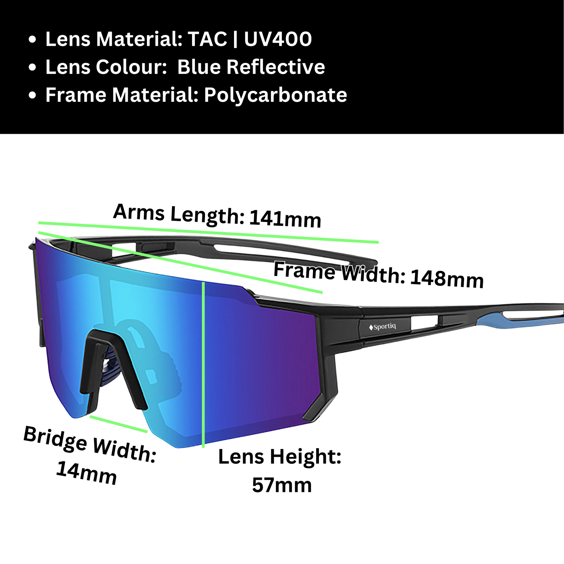 Sportiq Gamechanger Cobalt Polarised Shield Sunglasses UV400