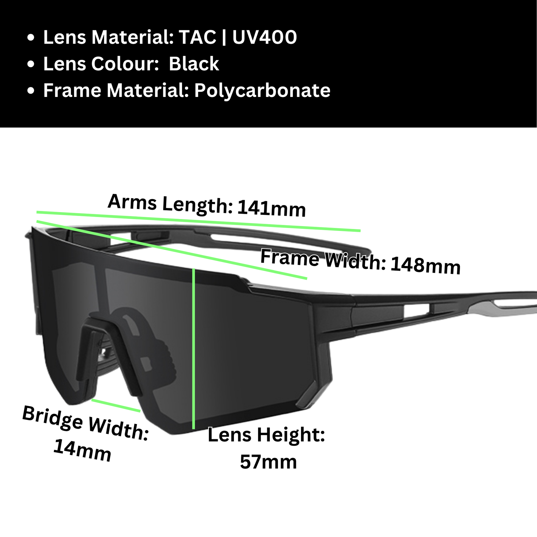 Sportiq Gamechanger Stealth Polarised Shield Sunglasses UV400