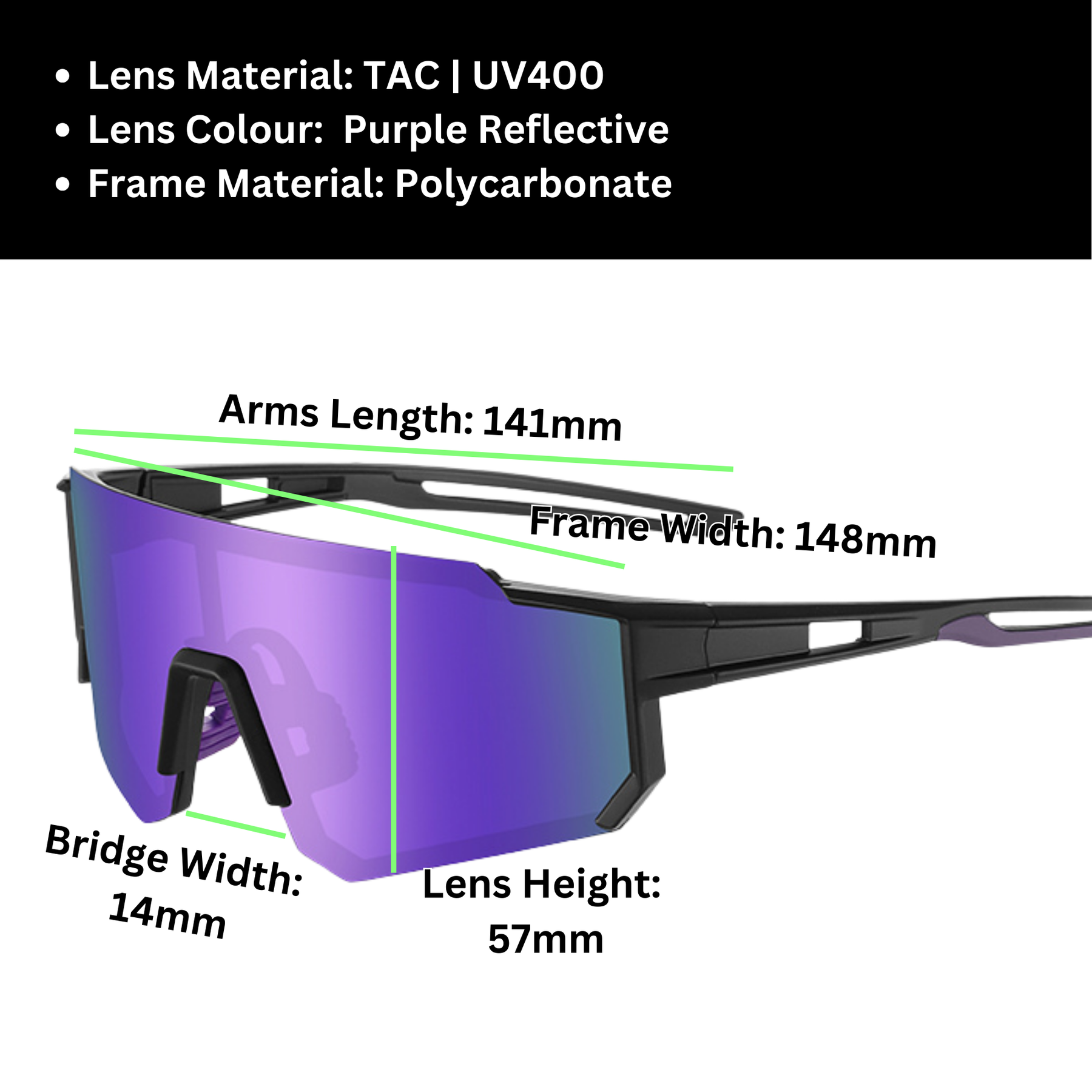 Sportiq Gamechanger Violet Polarised Shield Sunglasses UV400