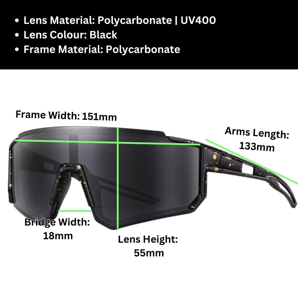 Sportiq JNR Jet Black Kids UV400 Sport Sunglasses with Case