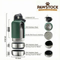 Pawstock 3-in-1 Insulated Dog Water Bottle with Dual Bowls – 1L Stainless Steel Travel Bottle-Aqua - SuperSaverAU - view 3