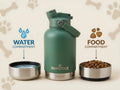 Pawstock 3-in-1 Insulated Dog Water Bottle with Dual Bowls – 1L Stainless Steel Travel Bottle-Rainforest Green - SuperSaverAU - view 1