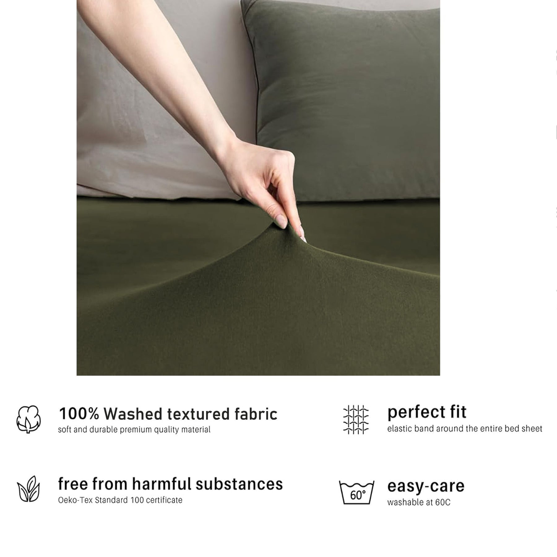 Hotel Quality 2 Piece Olive Green Microfiber Fitted Sheet Set - Double