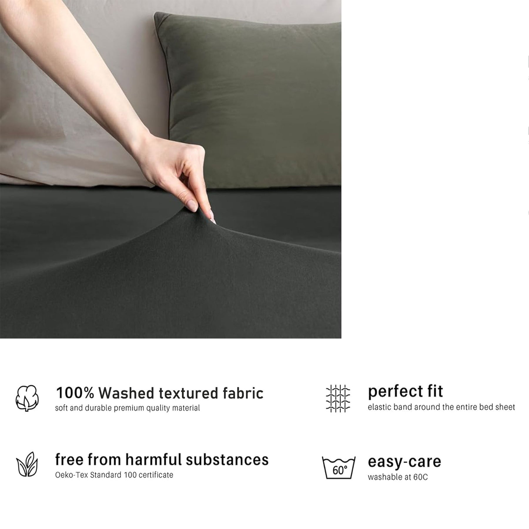 Hotel Quality 2 Piece Dark Grey Microfiber Fitted Sheet Set - King