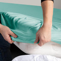 Hotel Quality 2 Piece Ice Blue Microfiber Fitted Sheet Set - King Single