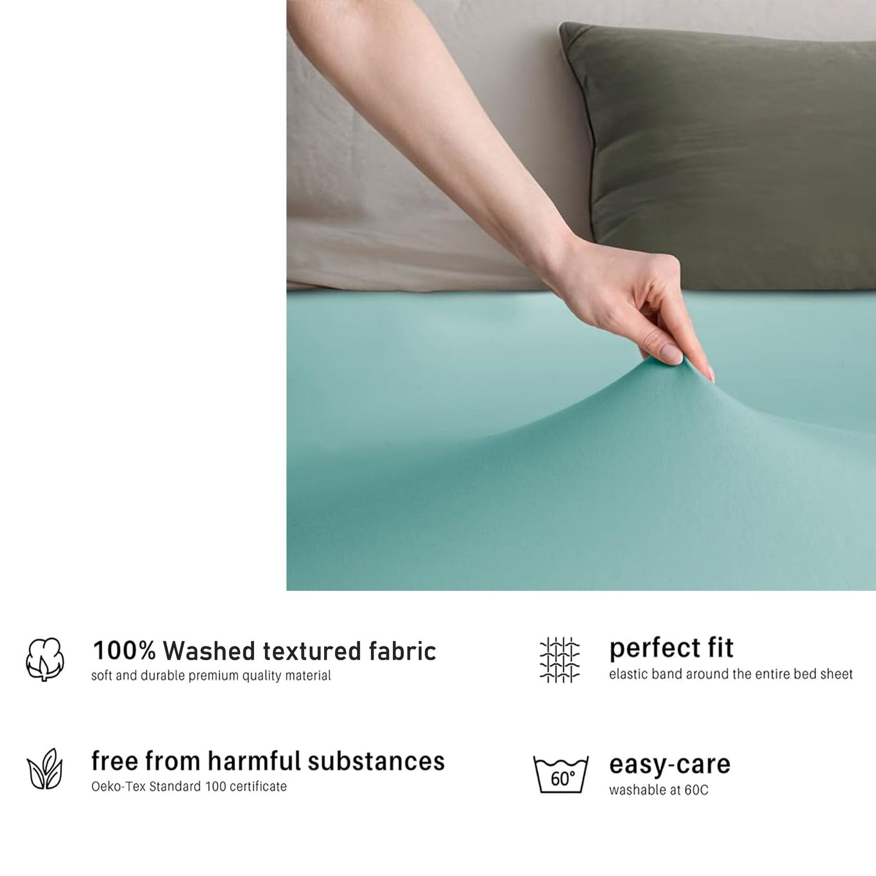 Hotel Quality 2 Piece Ice Blue Microfiber Fitted Sheet Set - King Single