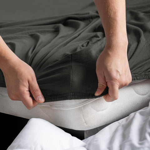 Hotel Quality 2 Piece Dark Gray Microfiber Fitted Sheet Set - King Single