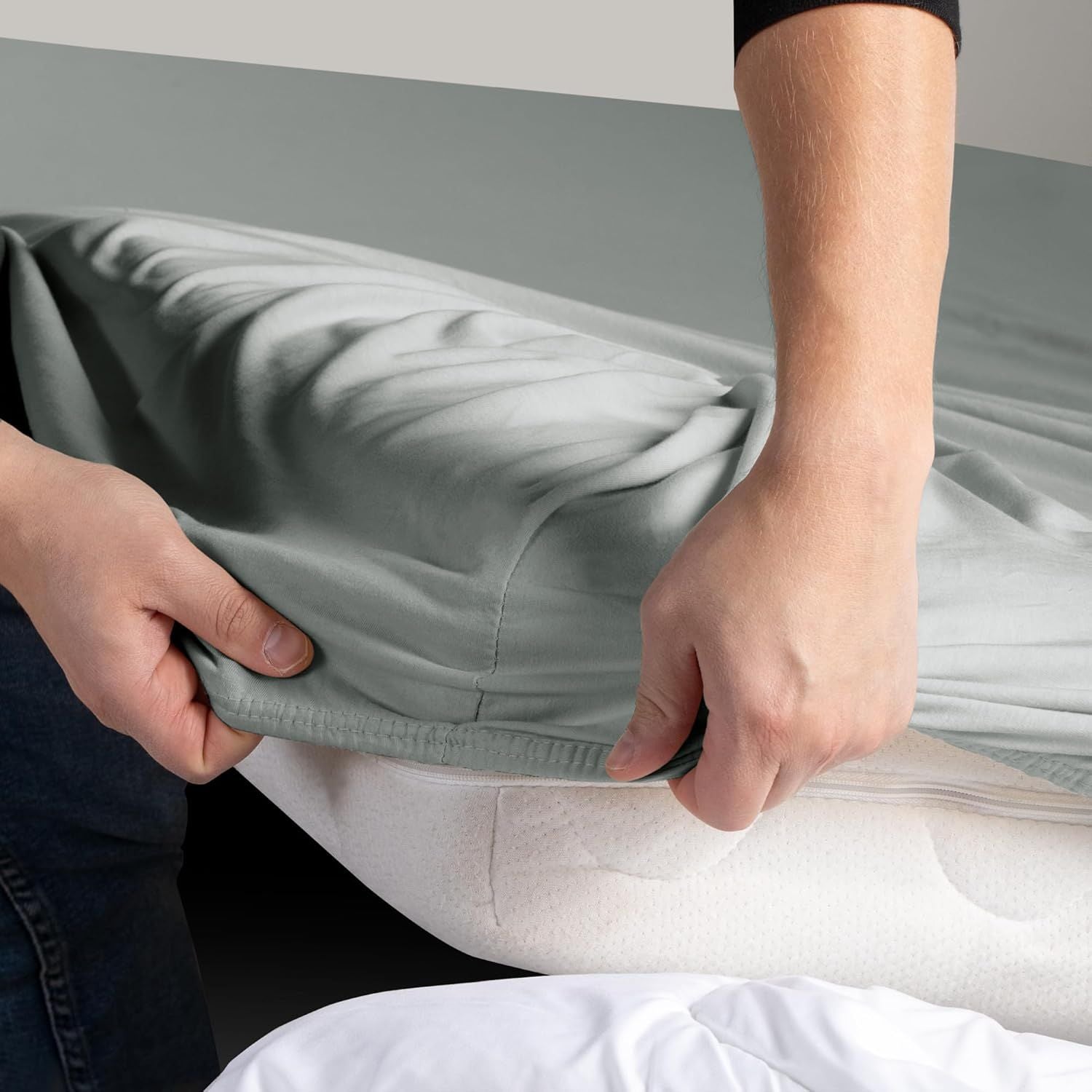 Hotel Quality 2 Piece Silver Gray Microfiber Fitted Sheet Set - King Single
