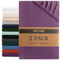 Hotel Quality 2 Piece Purple Microfiber Fitted Sheet Set - King Single