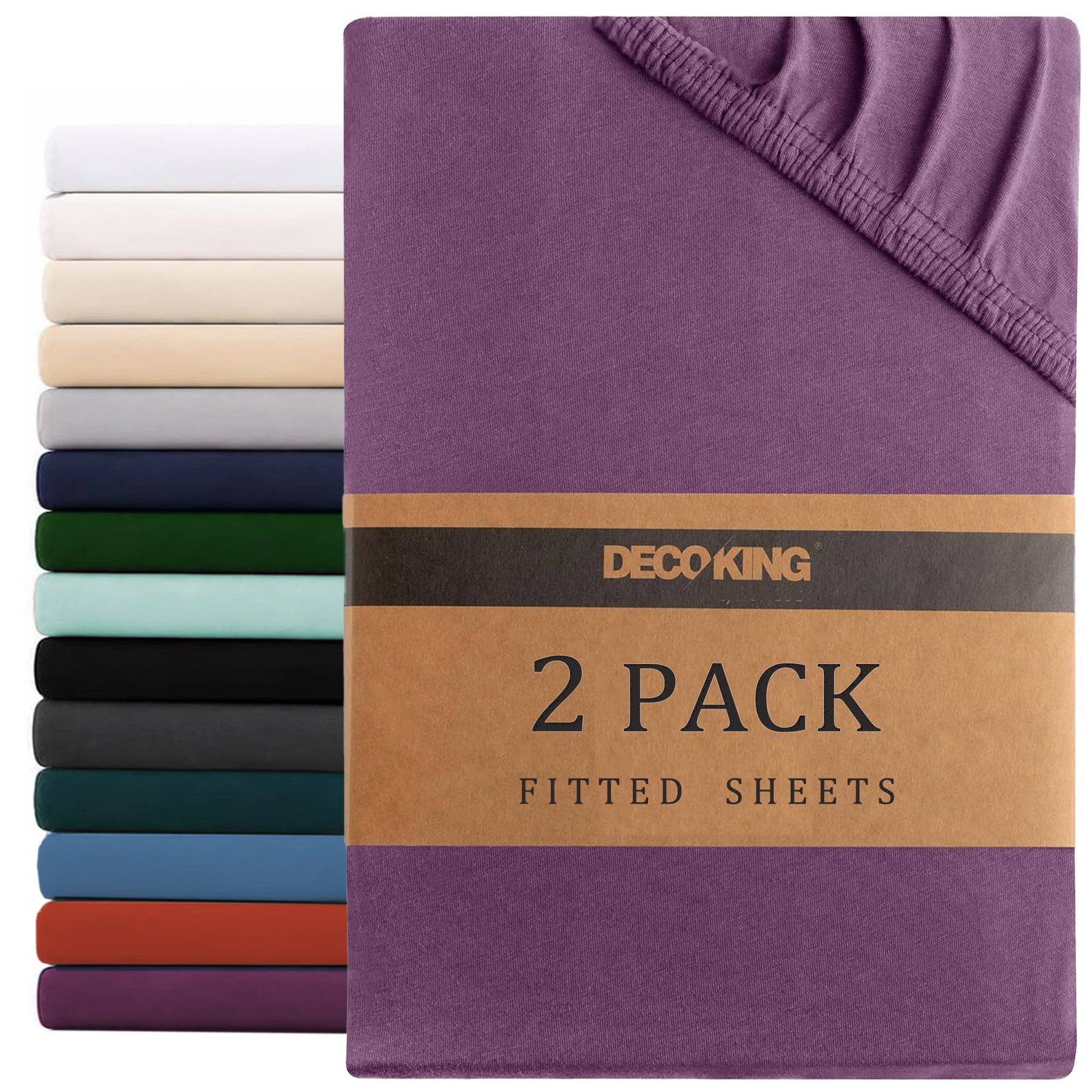 Hotel Quality 2 Piece Purple Microfiber Fitted Sheet Set - King Single