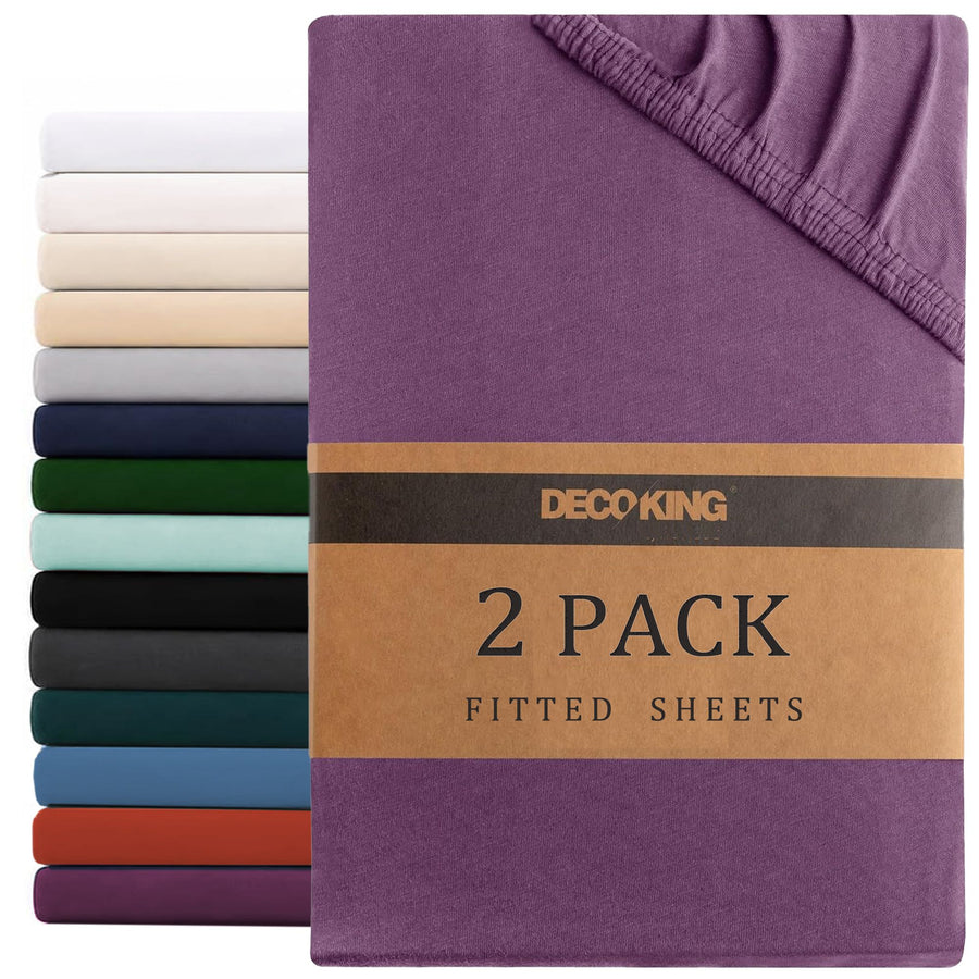 Hotel Quality 2 Piece Purple Microfiber Fitted Sheet Set - King Single