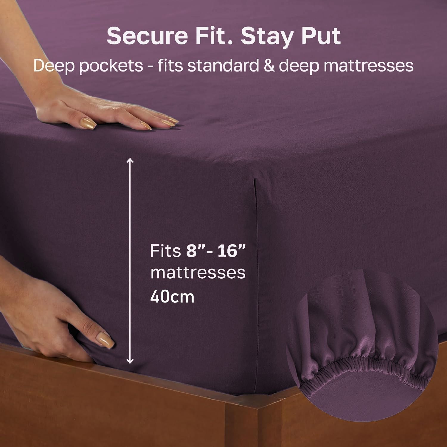 Hotel Quality 2 Piece Purple Microfiber Fitted Sheet Set - King Single