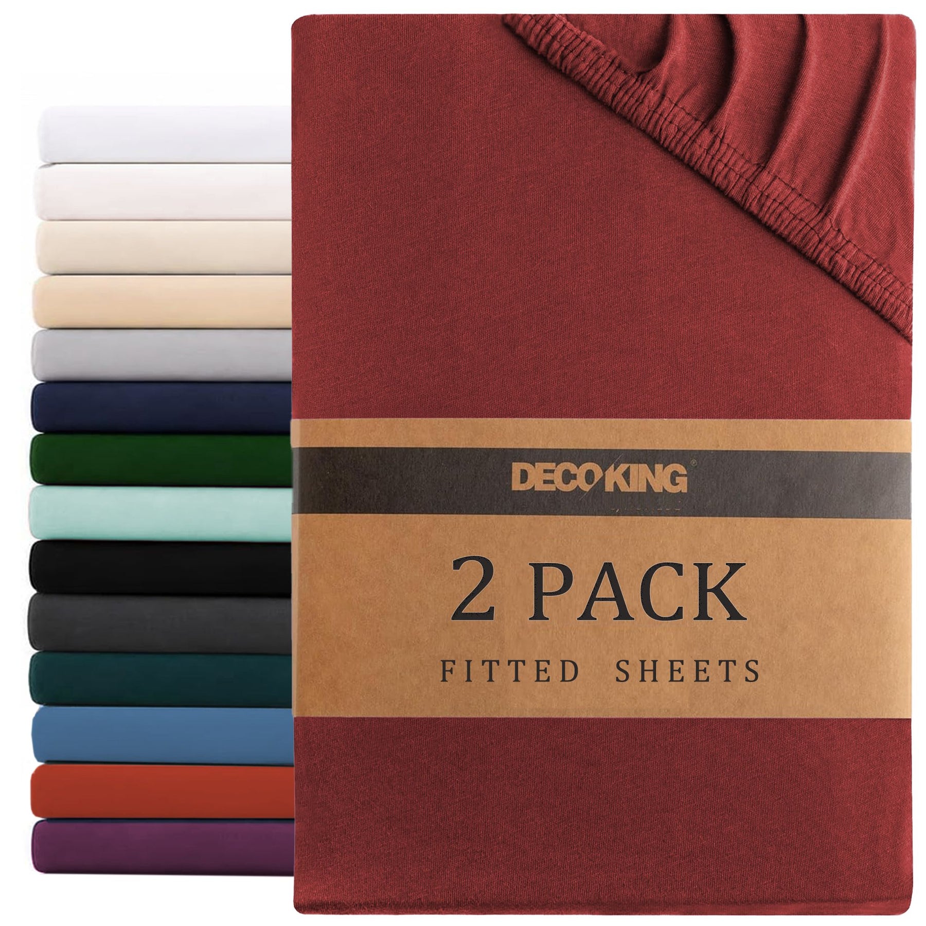 Hotel Quality 2 Piece Red Microfiber Fitted Sheet Set - Queen