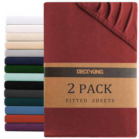 Hotel Quality 2 Piece Red Microfiber Fitted Sheet Set - Queen