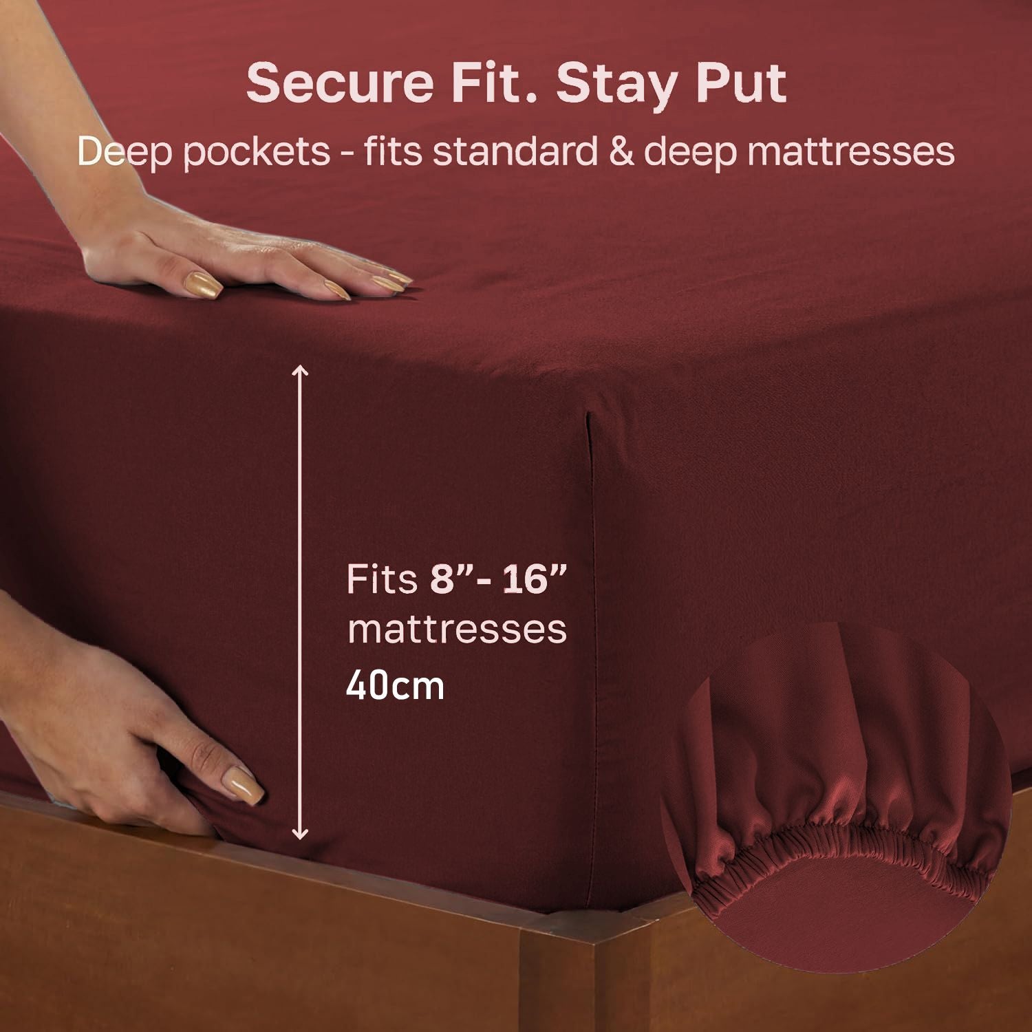 Hotel Quality 2 Piece Red Microfiber Fitted Sheet Set - Queen