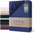 Hotel Quality 2 Piece Royal Blue Microfiber Fitted Sheet Set - Queen