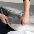 Hotel Quality 2 Piece Grey Microfiber Fitted Sheet Set - Queen