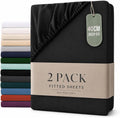 Hotel Quality 2 Piece Black Microfiber Fitted Sheet Set - Single