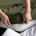 Hotel Quality 2 Piece Olive Green Microfiber Fitted Sheet Set - Single