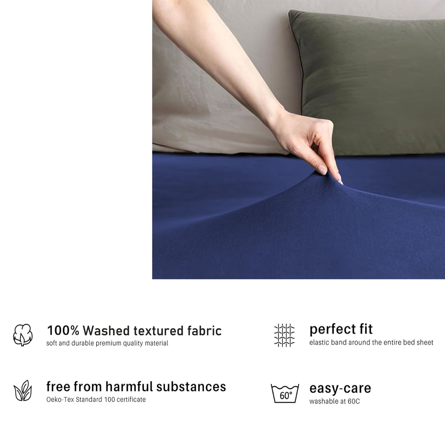 Hotel Quality 2 Piece Royal Blue Microfiber Fitted Sheet Set - Super King