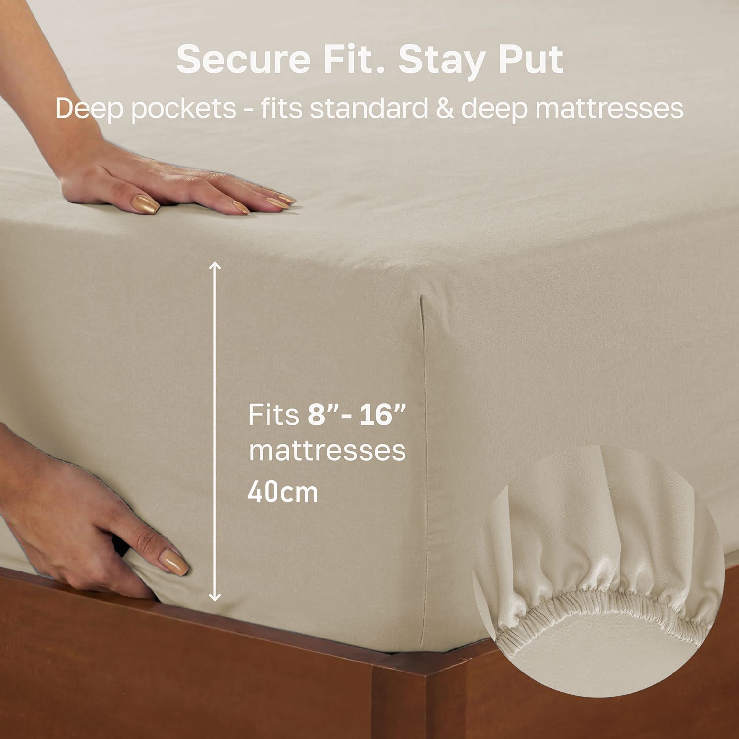 Hotel Quality 2 Piece Cream White Microfiber Fitted Sheet Set - Super King